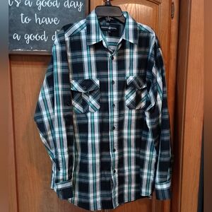 Beverly Hills Polo Club Plaid Button Down Shirt Large